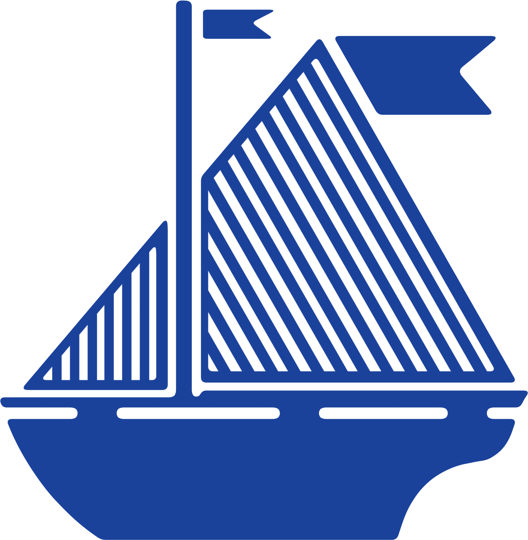Sail Boat Flag Blue Sail Boat 370164 - Boat Illustration Png (2100x2100), Png Download