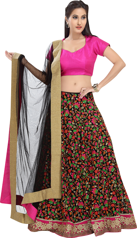 Graceful Multicolour Embroidered Lehenga Choli By Www - Ghagra Choli Images Png (456x791), Png Download
