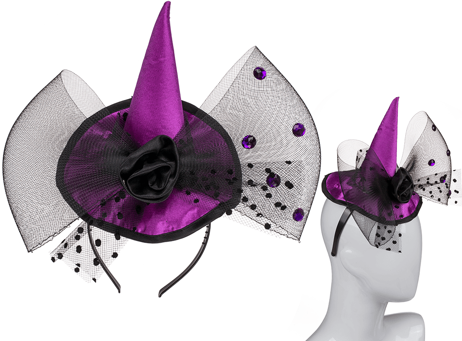 Plastic Halloween Hairband With Purple Coloured Hat - Diadema De Halloween Horror (945x709), Png Download