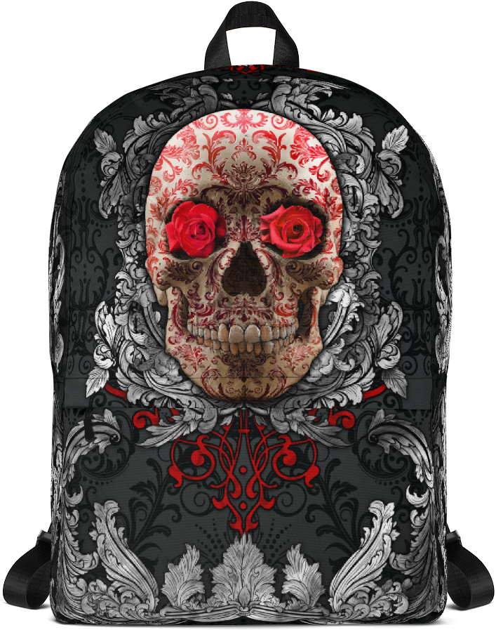 Glam Silver Red Skull Backpack - Backpack (1000x1000), Png Download