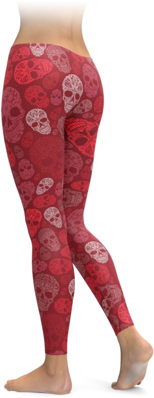 Red On Red Skull Leggings - Leggings (740x895), Png Download