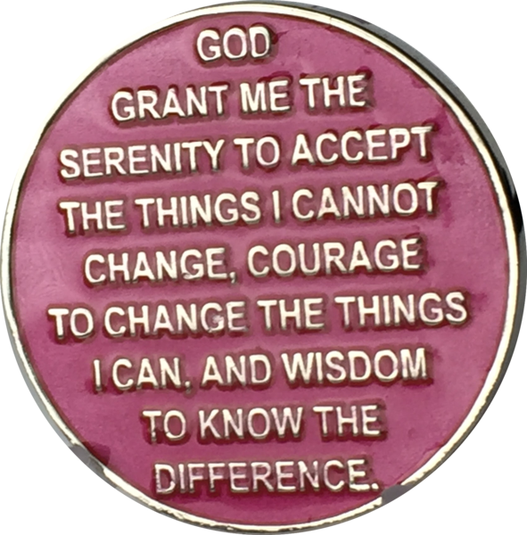 Pink Silver Plated Praying Hands One Day At A Time - Circle (591x600), Png Download