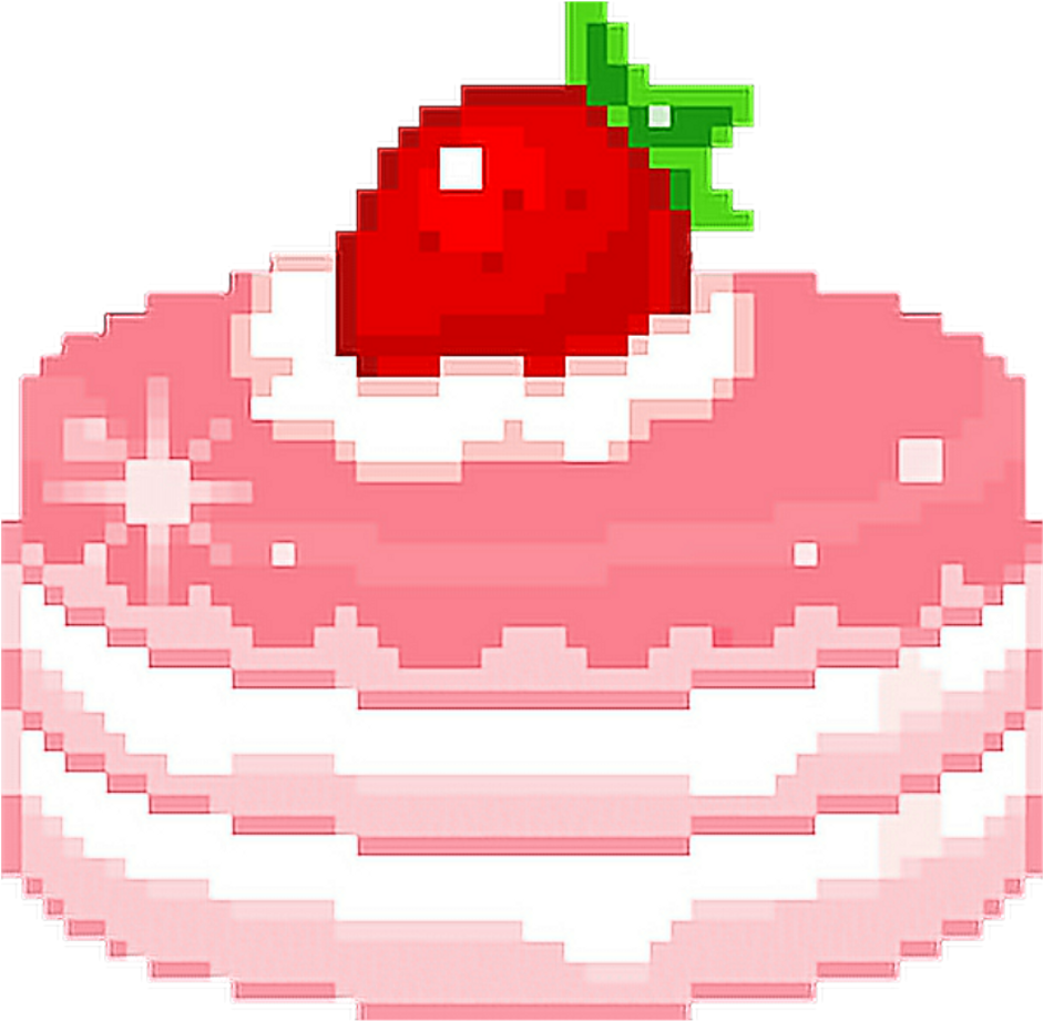 Clipart Black And White Kawaii Food Cute Foodkawaii - Pixel Strawberry (1024x1024), Png Download