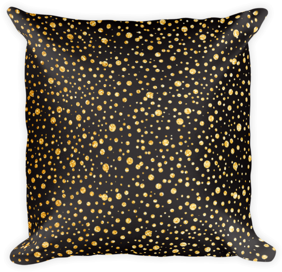 Gold Dots On Black Square Pillow - Throw Pillow (600x600), Png Download