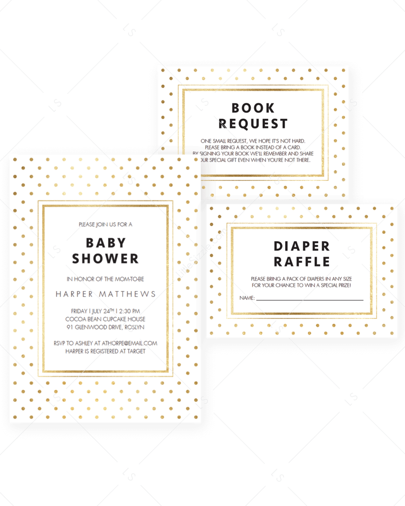Gold Invitation Templates For Baby Shower Gender Neutral - Paper (819x1024), Png Download