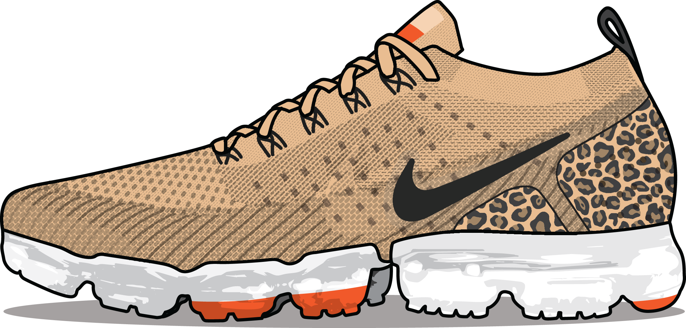 Nike Air Vapormax Animal Print Leopard - Nike Air Vapormax Lizard (2362x1131), Png Download