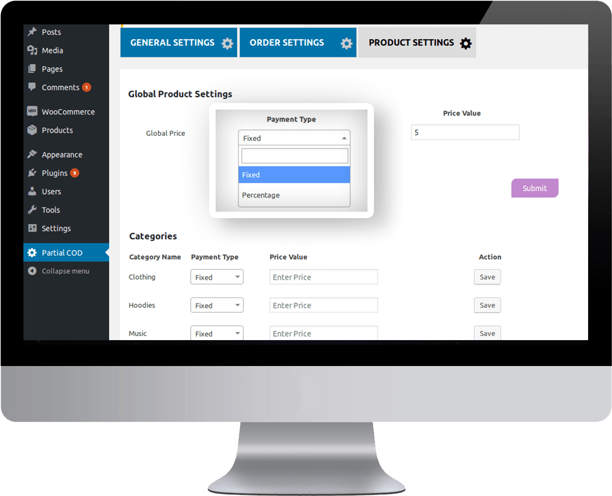 Woocommerce Partial Cod Cash On Delivery Plugin - Dashboard For Food Delivery Admin (1228x1010), Png Download