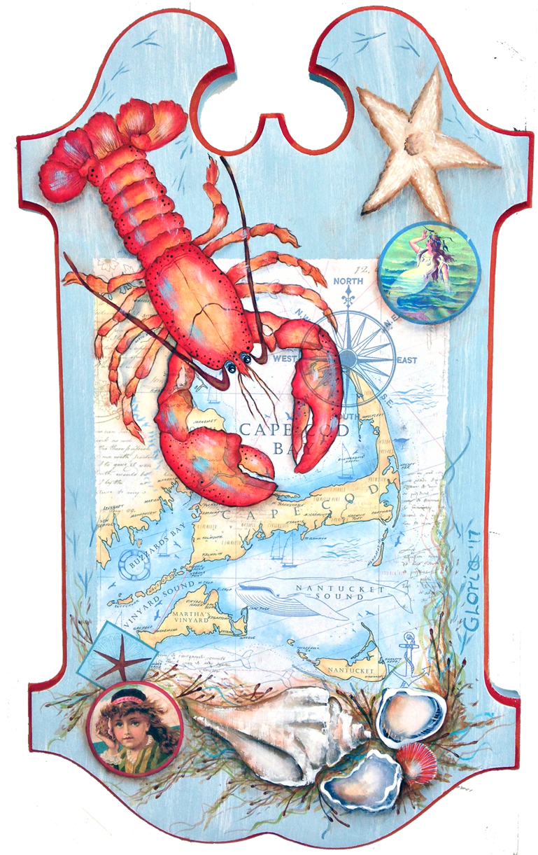 "cape Cod Catch Tavern Sign" By Gloria R - Vintage Mermaid And Sailing Ship (800x1221), Png Download