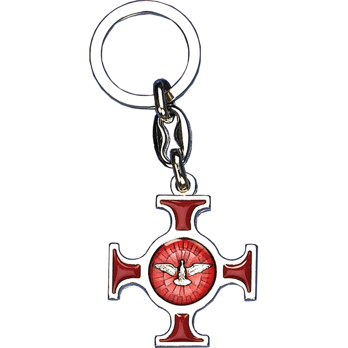 Holy Spirit Enameled Cross Key Ring - Keychain (704x704), Png Download