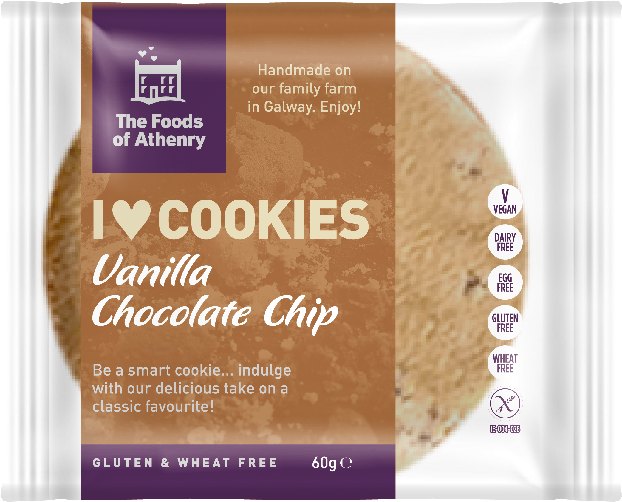 Gluten Free Single Cookie Vanilla Choc Chip - Single Portion Biscuits Pack (2362x2047), Png Download
