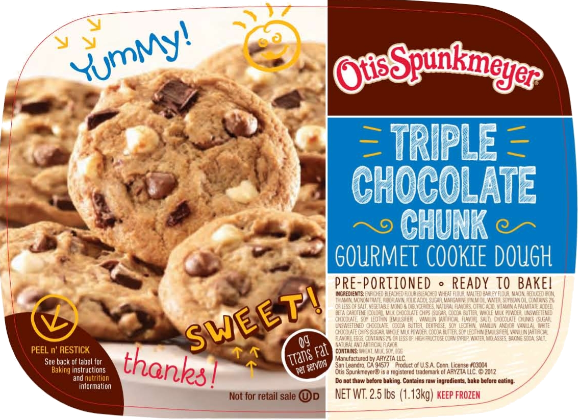 Otis Spunkmeyer Triple Chocolate Chunk Cookie Dough (1135x823), Png Download