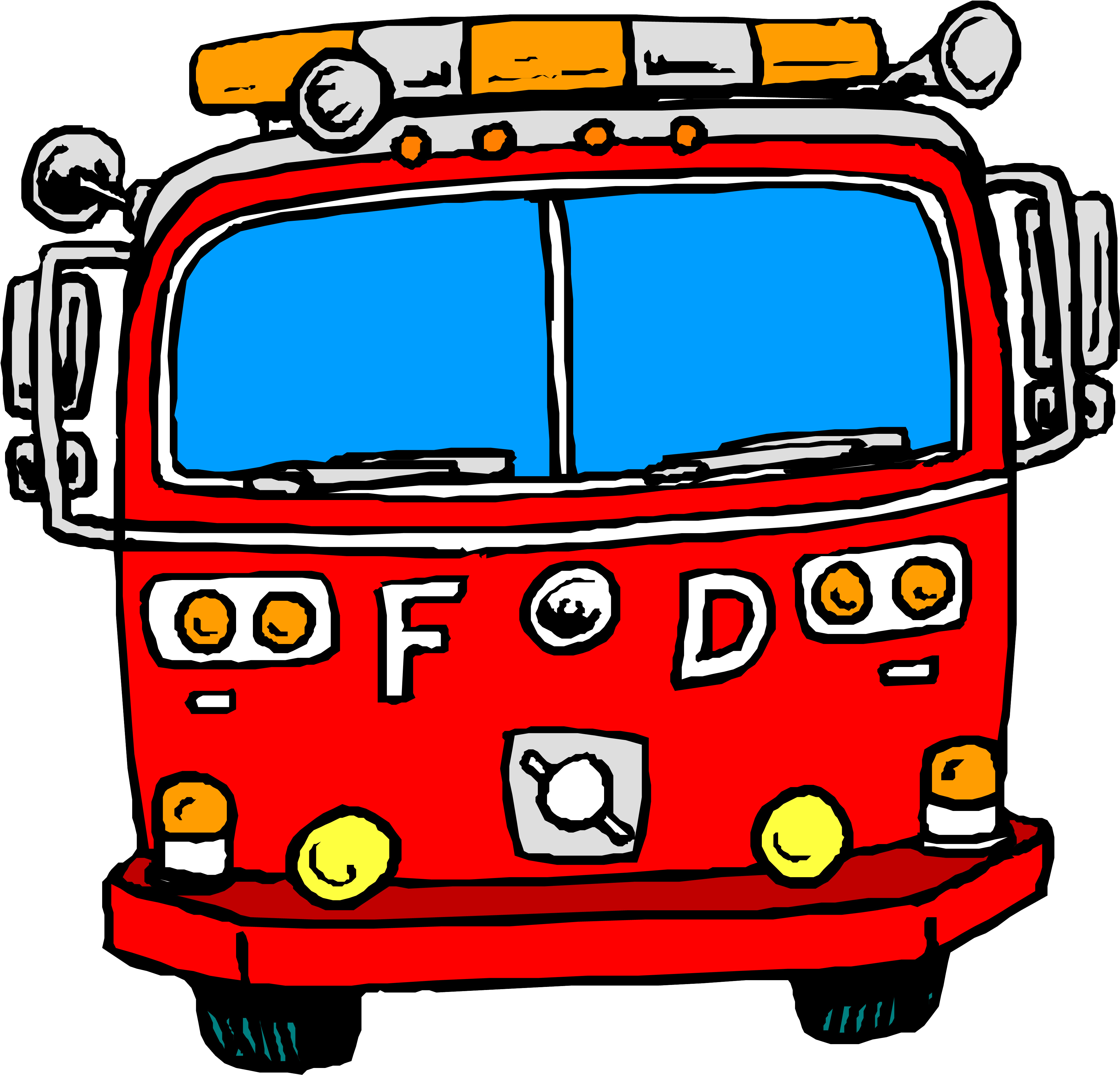 Transparent Goofy Firetruck - Front Of Fire Truck Cartoon (3990x3831), Png Download