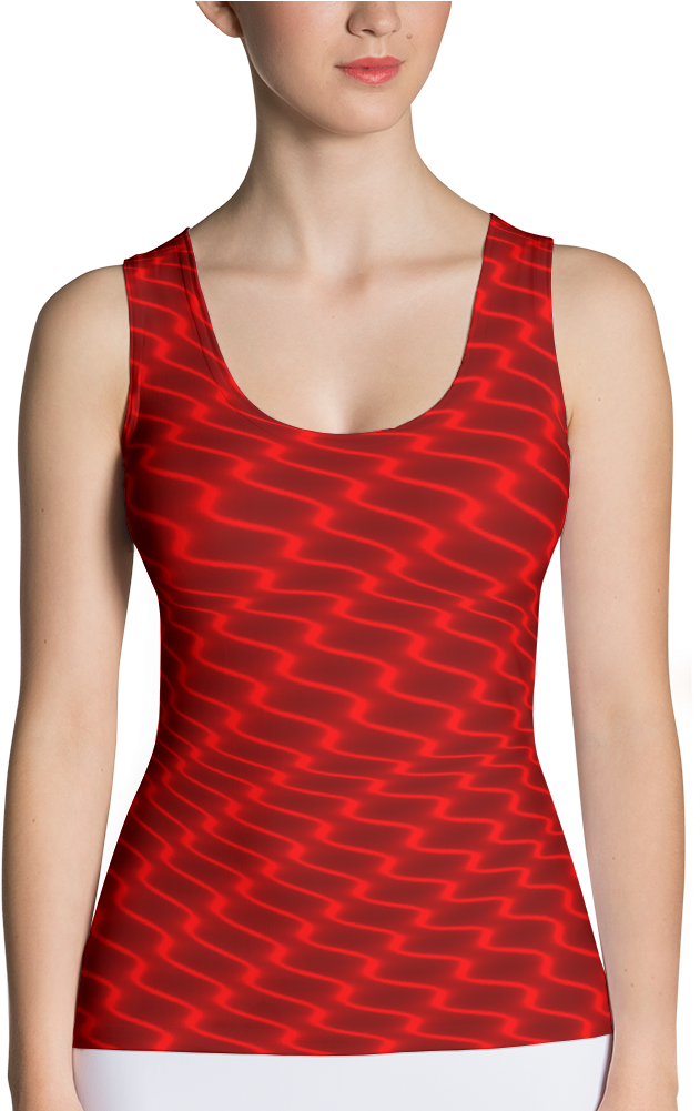 Neon Wavy Lines Red Tank Top - Top (1000x1000), Png Download