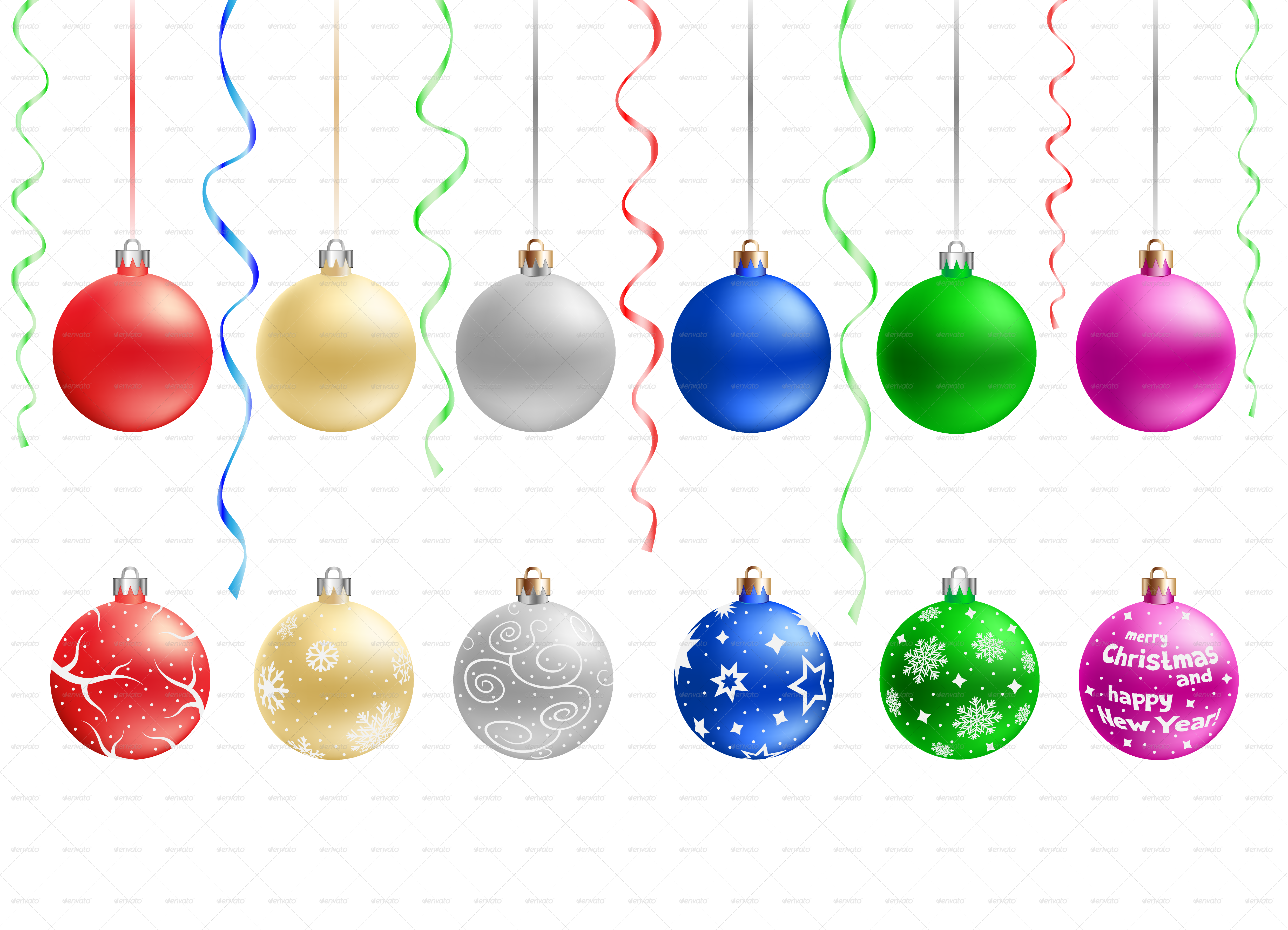 Multicolored Christmas Baubles - Christmas Ornament (4961x3579), Png Download
