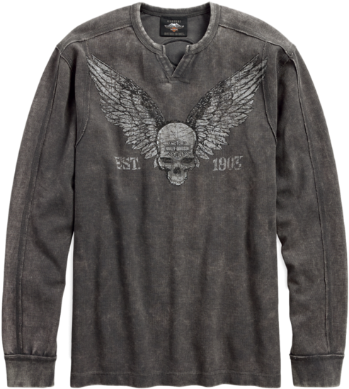 Men's Winged Skull Waffle Knit Shirt - Shirt (600x600), Png Download
