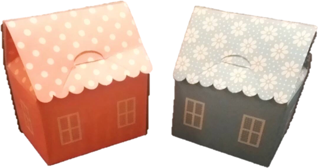 Small Houses Made Of Pink Or Light Blue Paper - Polka Dot (1196x802), Png Download