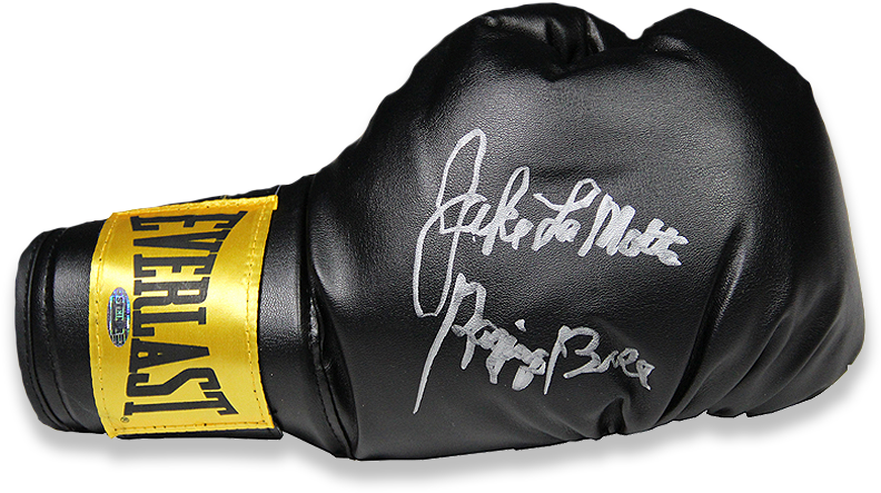 Jake Lamotta Signed Black Everlast Boxing Glove - Everlast (870x890), Png Download