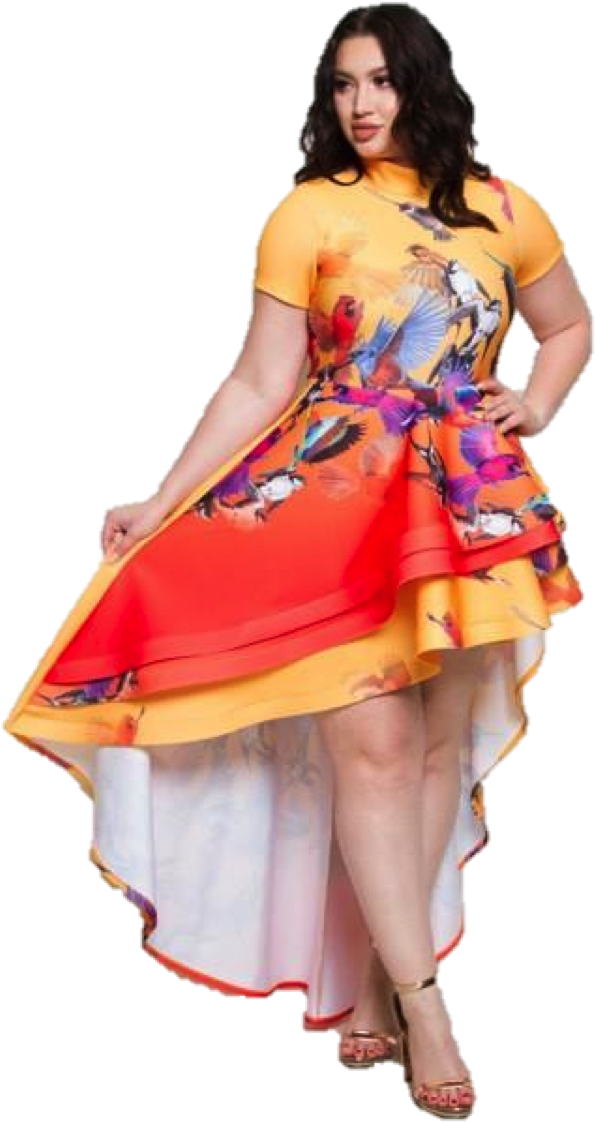 Plus Sexy Babe Cascade Back Digital Print Dress - Photo Shoot (751x1125), Png Download