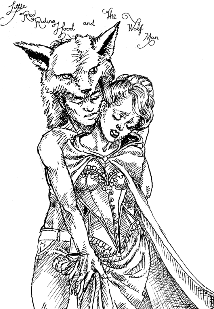 744 X 1073 3 - Red Riding Hood And The Wolf Drawing (744x1073), Png Download