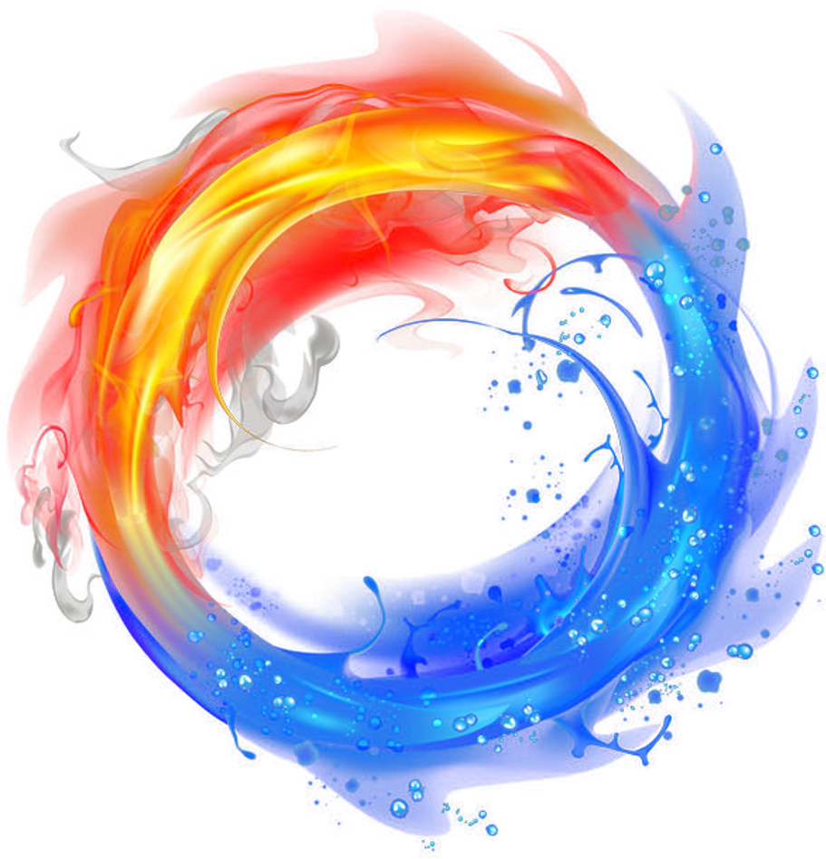 Ice Clipart Fire - Fire And Water Clipart (1024x1024), Png Download