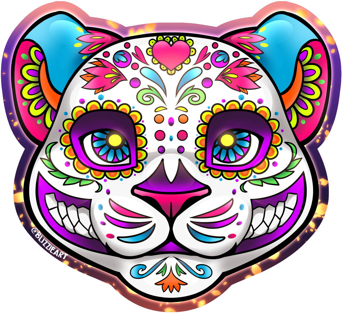 Blizzieart Hashtag On Twitter - Sugar Skull Cat Transparent (1200x1115), Png Download