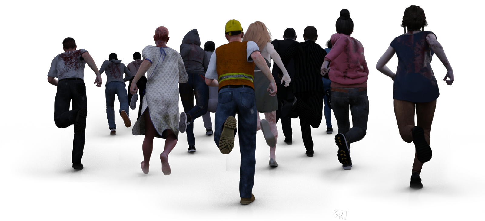 Just A Zombie Crowd To Chase You - Walking (1600x767), Png Download