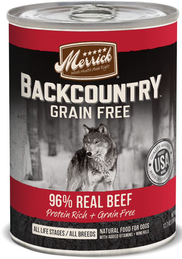 Merrick Backcountry Grain Free 96% Beef Recipe Canned - Dog Food (600x866), Png Download