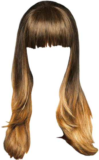 Casual Long Straight Hairstyle With Blunt Cut Bangs - Lace Wig (521x625), Png Download