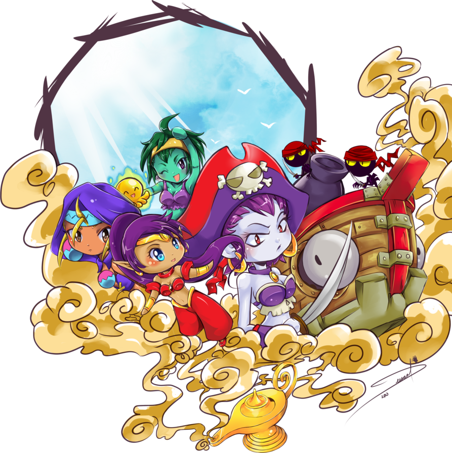 Shantae, Sky, Rottytops, Risky Boots - Cartoon (893x895), Png Download