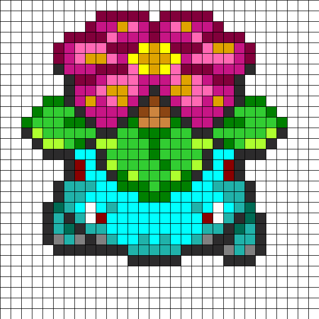 Pokemon Venusaur Fuse Bead Pattern Perler Perler Bead - Perler Beads Pokemon Venusaur (630x630), Png Download