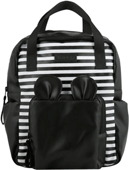 Striped Black Bear Backpack - Laptop Bag (600x600), Png Download