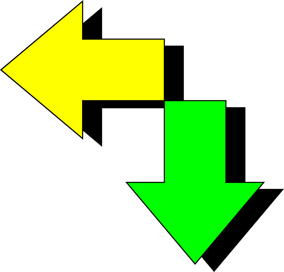 Yellow And Green Arrow - Green Down Arrow Png (958x917), Png Download