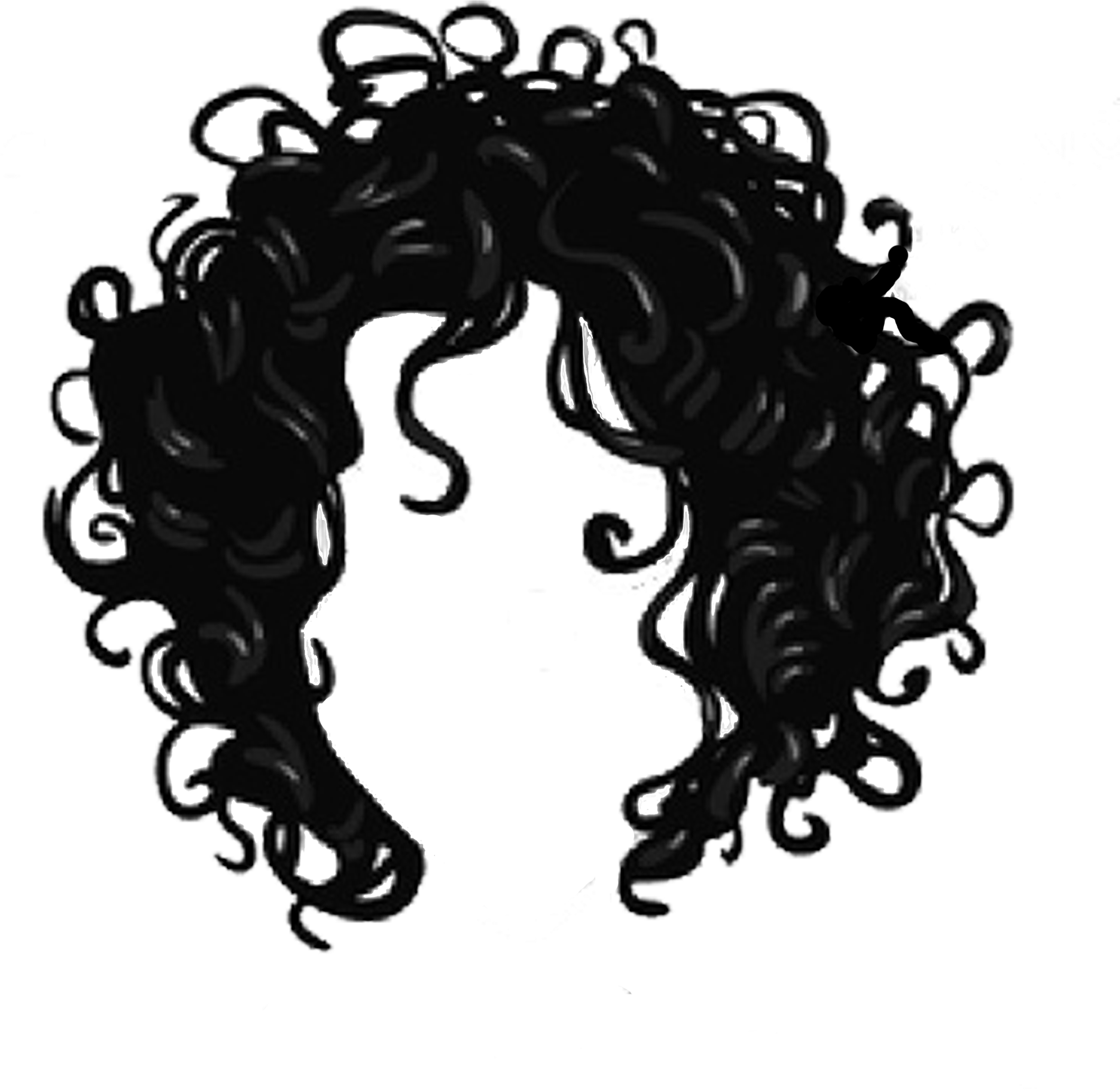 Black Curly Bob - Black Curly Hair Png (2362x2362), Png Download