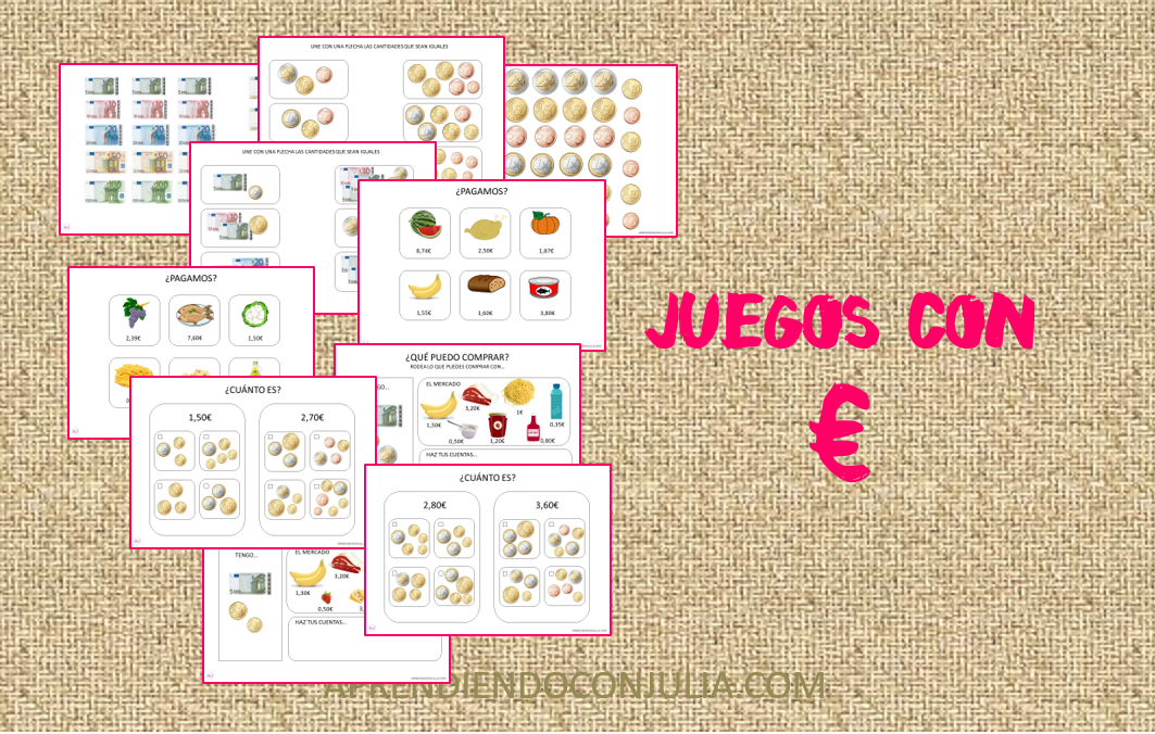 Jugar A Contar El Dinero Con Fichas Para Imprimir - Craft (1063x676), Png Download