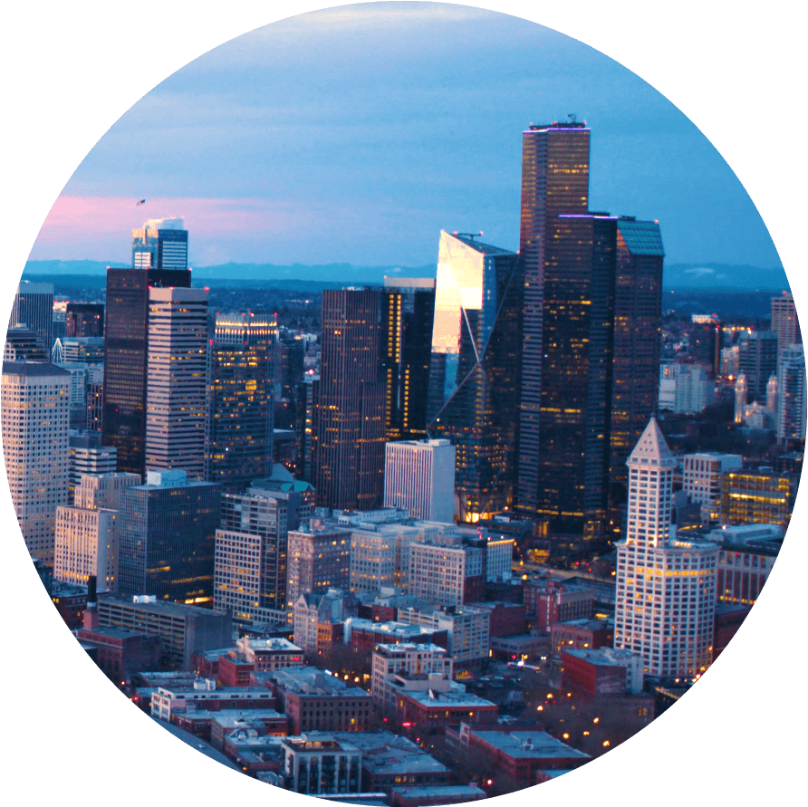 Seattle Skyline At Dusk, Views Of Famous Buildings, - Seattle (900x900), Png Download