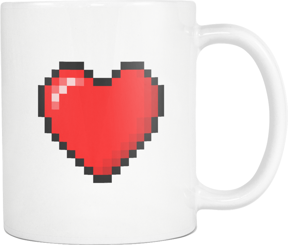 Minecraft Heart Coffee Mug - 8 Bit Heart (1024x1024), Png Download