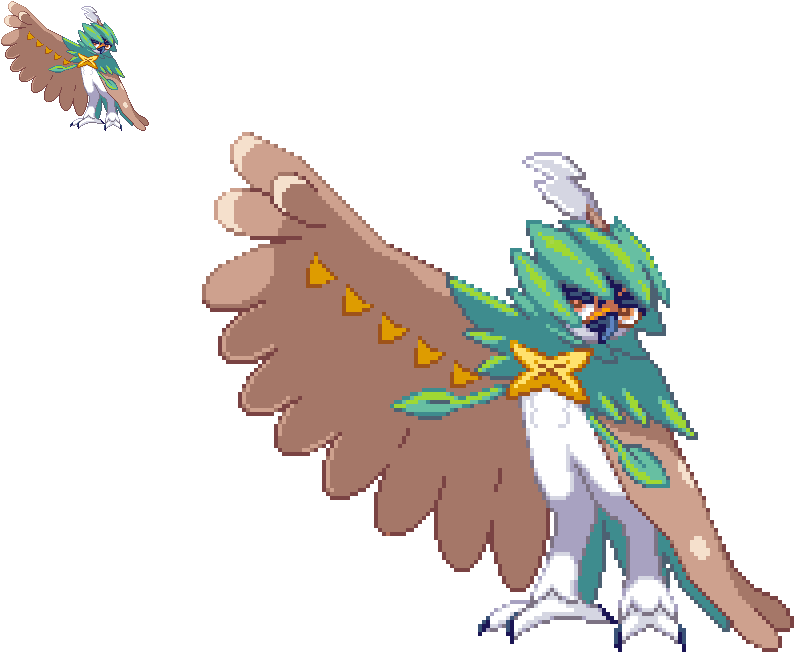Decidueye- Pixelfanart - Sun Grass Types Pokemon (883x673), Png Download