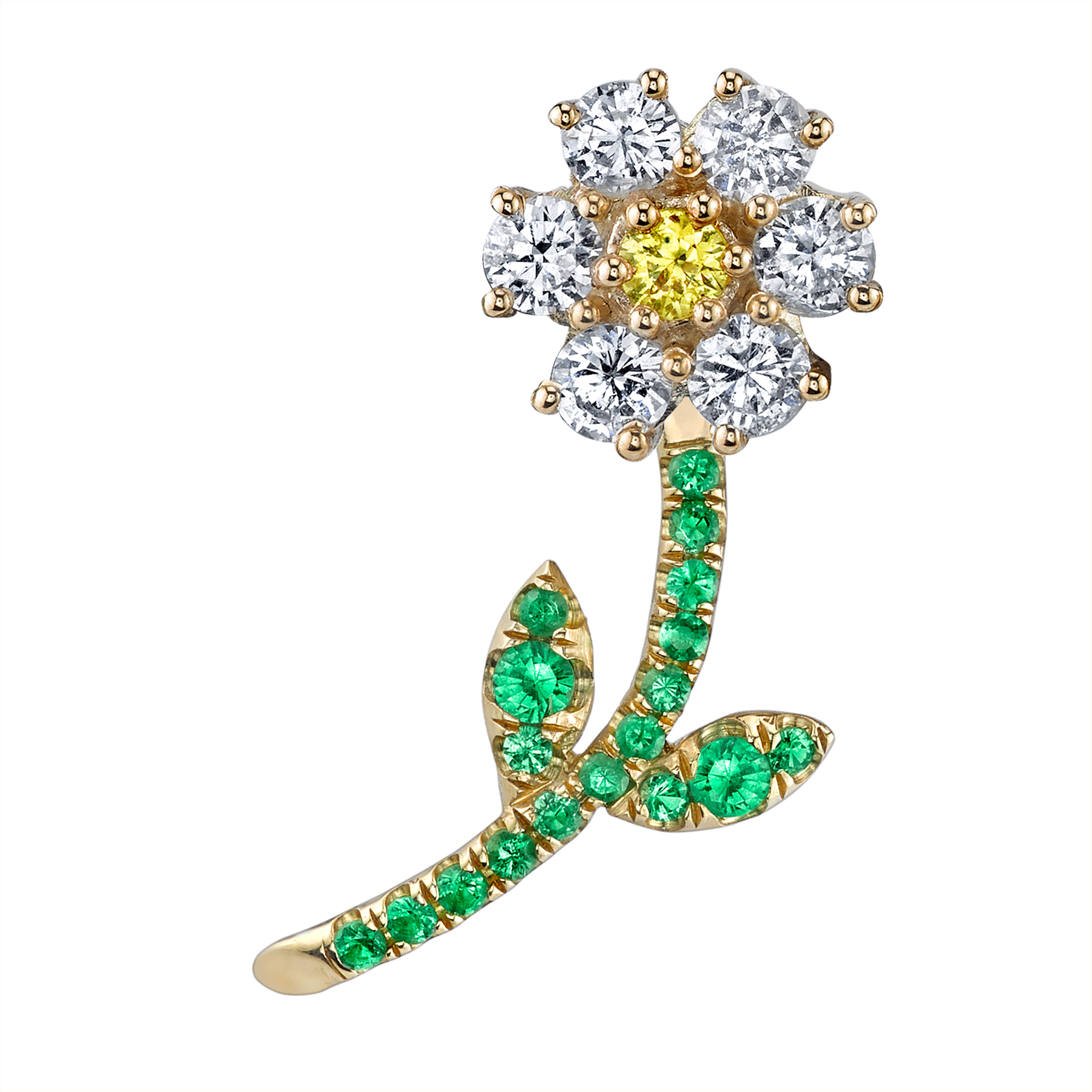 Diamond Goldie Flower Earring - Engagement Ring (1800x1800), Png Download