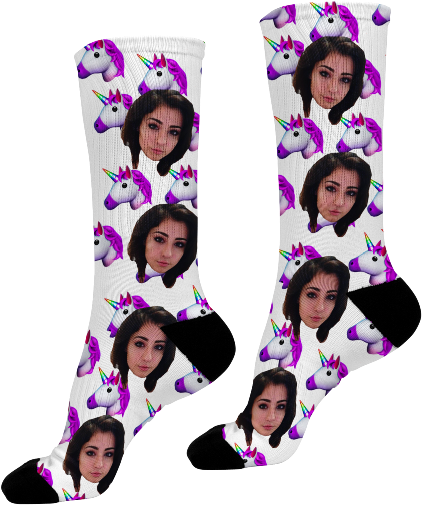 Unicorn Emoji Face Socks - Girl (1024x1024), Png Download