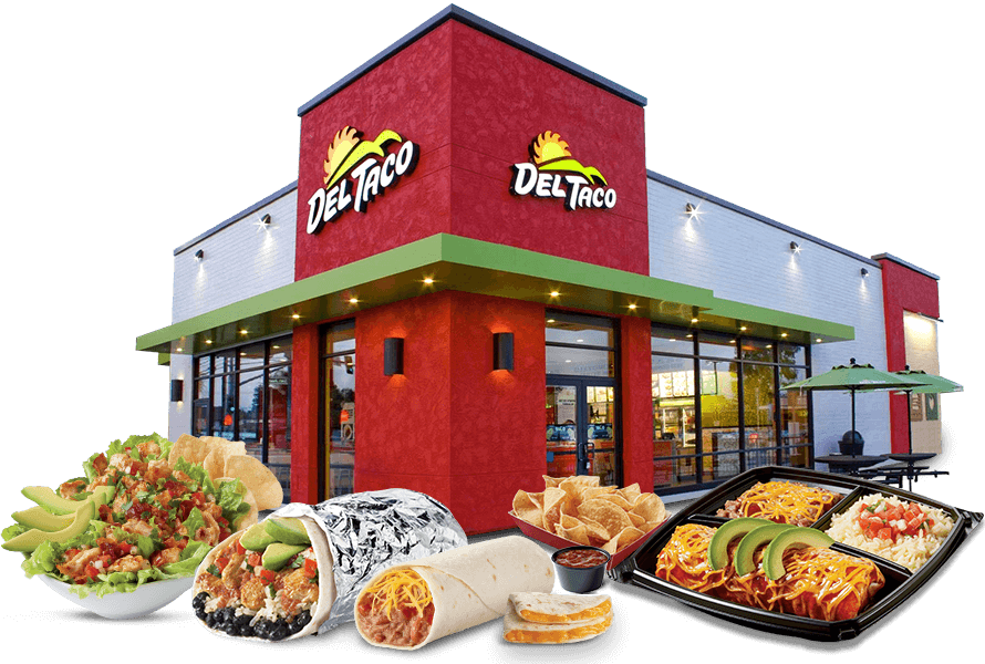 Del Taco Or Taco Bell - Fast Food In Png Text (890x600), Png Download