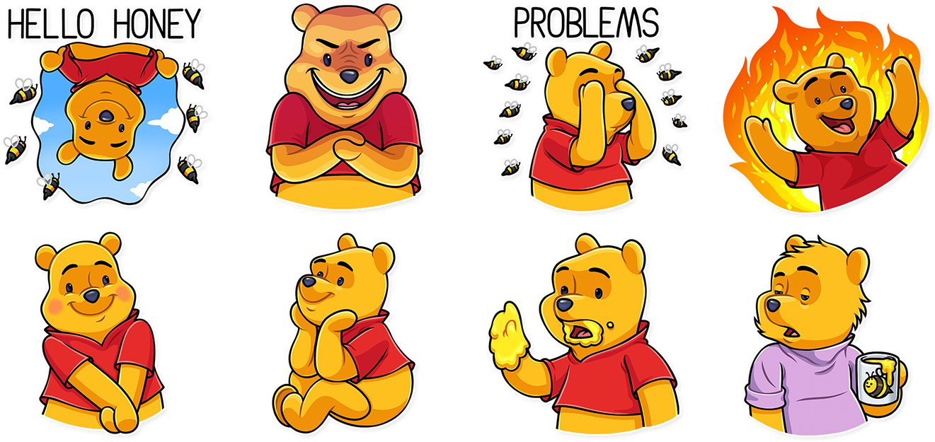 Add The Stickers On Telegram - Winnie The Pooh Telegram Stickers (1400x666), Png Download