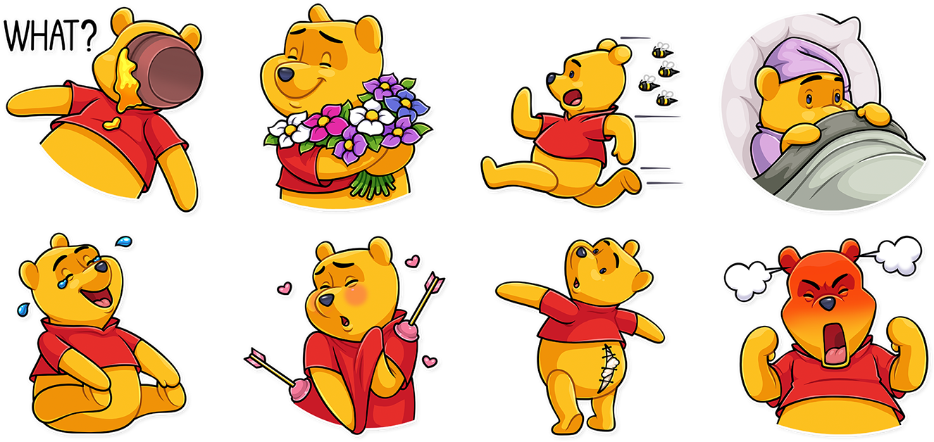 Add The Stickers On Telegram - Telegram Winnie The Pooh Stickers (1400x666), Png Download
