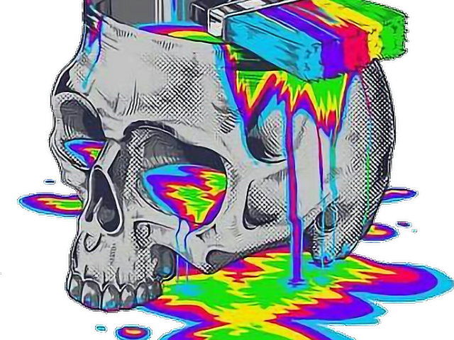 Trippy Clipart Drip - Rainbow Skull (640x480), Png Download