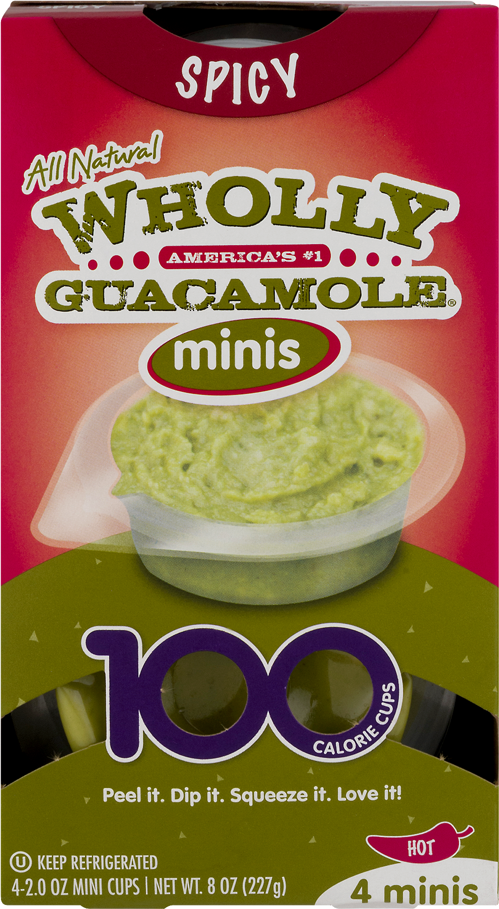 Wholly Guacamole® Spicy Guacamole Minis 4-2 - Wholly Guacamole Spicy Minis (1800x1800), Png Download