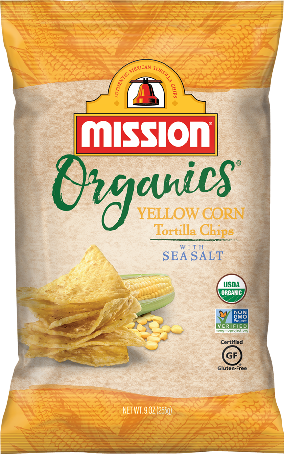 Organic Yellow Corn Tortilla Chips - Mission Tortilla Chips (880x940), Png Download