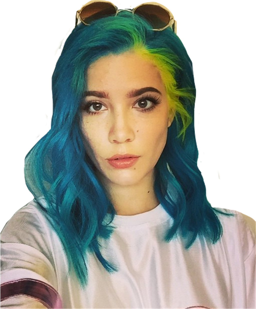 Halsey Halseybadlands Badlands Aesthetic Music Freetoed - Halsey With Blue Hair (1024x1233), Png Download