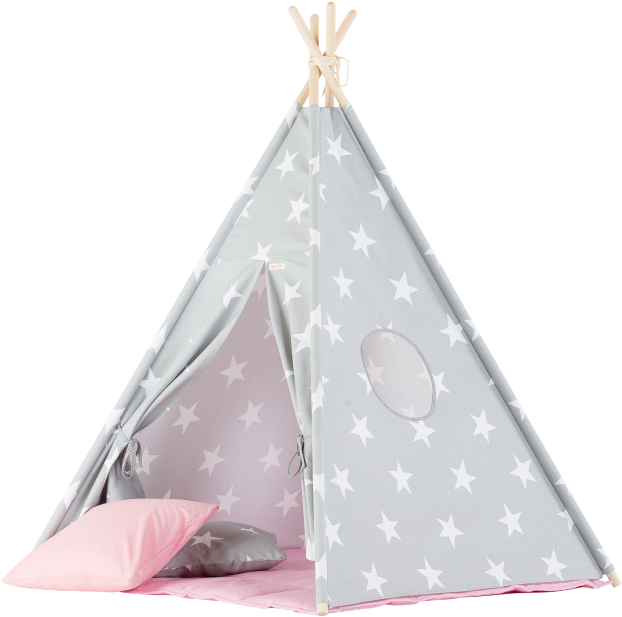 Tipi Zelt Grau Mit Sterne (650x975), Png Download