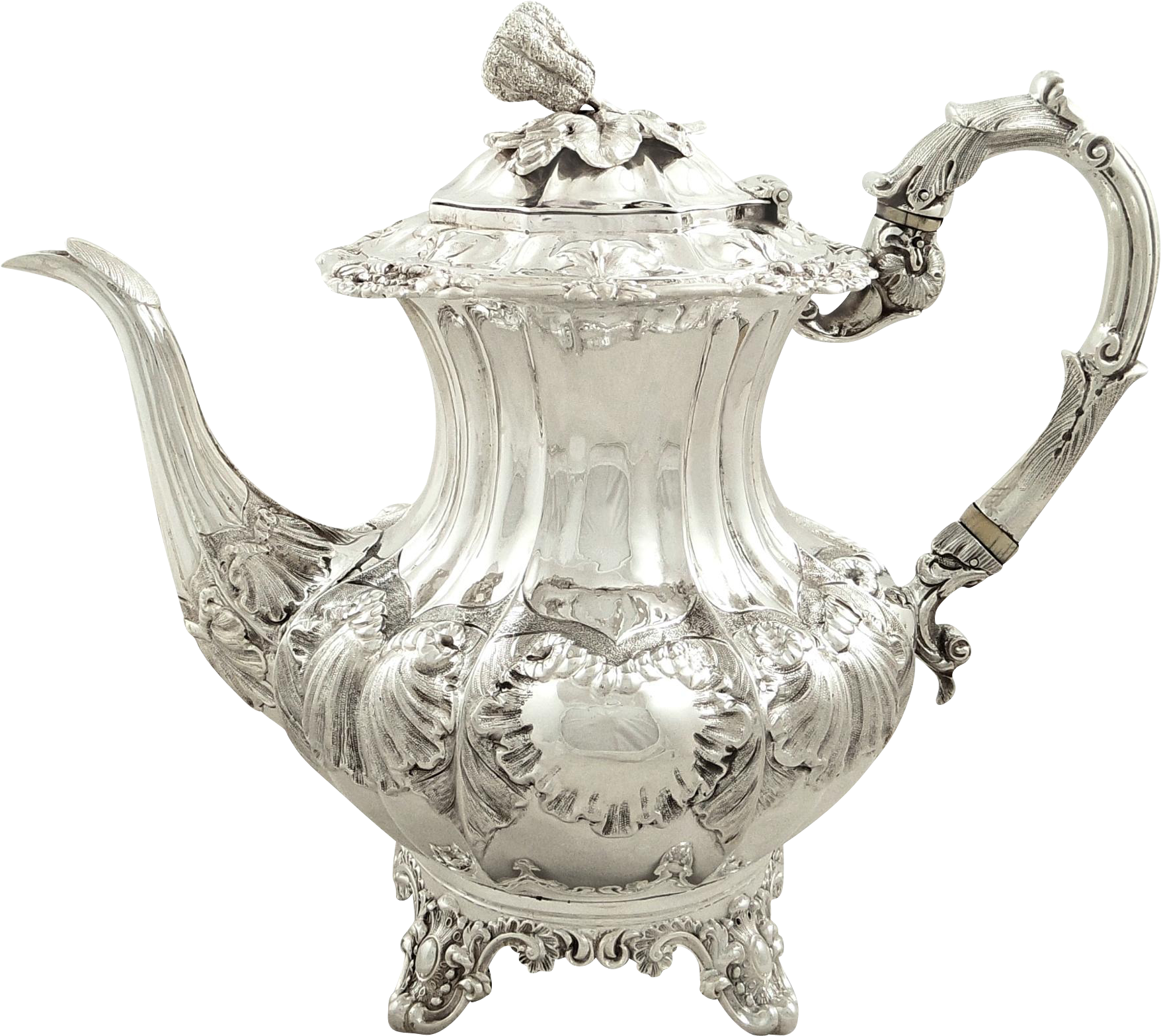 Antique Early Victorian Sterling Silver Coffee Pot, - Teapot (1755x1755), Png Download