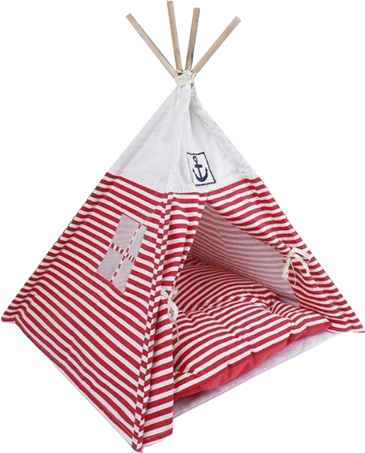 Anchor Striped Teepee Tent - Pet (640x640), Png Download
