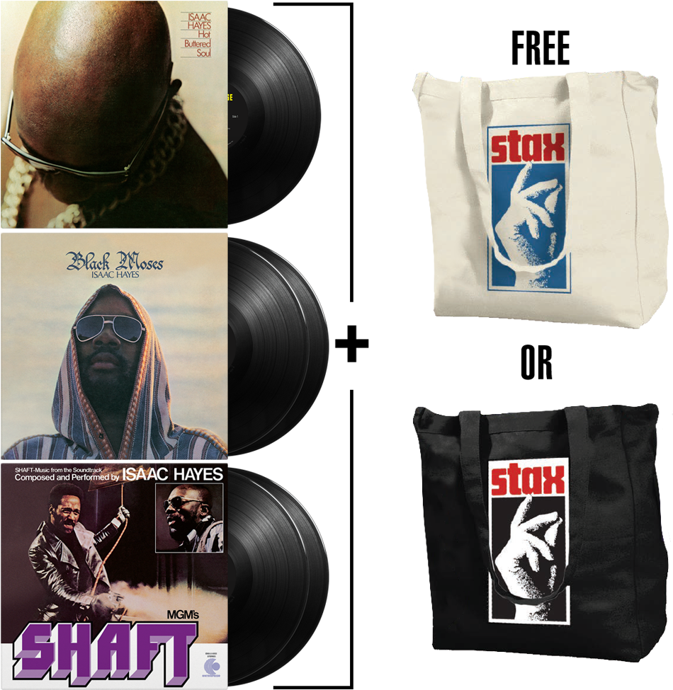Three Isaac Lps Free Tote Bundle - Isaac Hayes Hot Buttered Soul (1000x1000), Png Download